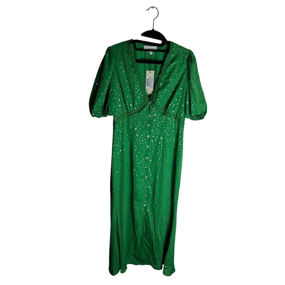 Never Fully Dressed Green Star Print Maxi Dress Size 8 NWT
